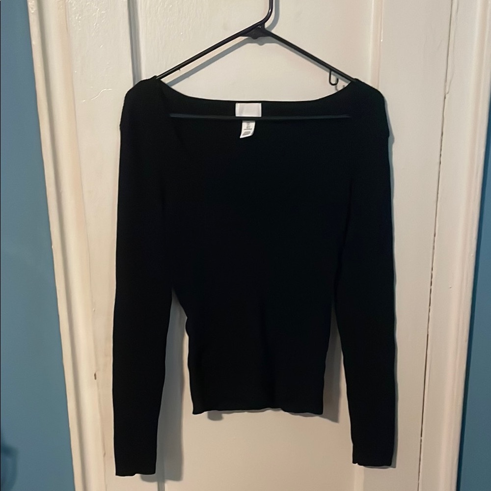 H&M Ribbed Black Sweater Top